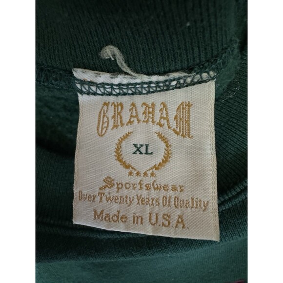 Vintage Whitetail Buck Men’s Green Hunter Outdoor Crewneck Graham USA Made - XL - Picture 4 of 6